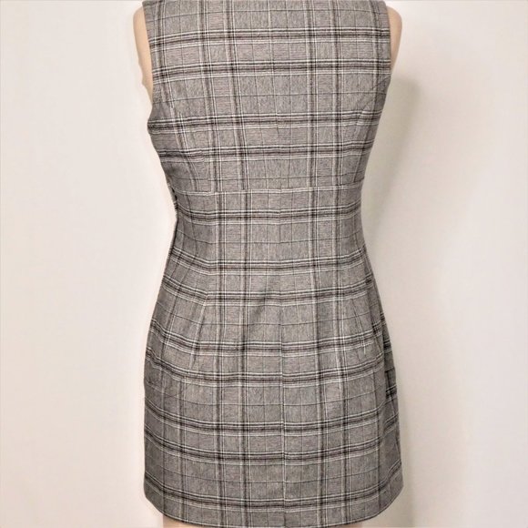 Aritzia Tulula Grey / Brown Wool Blend Plaid Jumper mini Dress Size 6 - Picture 2 of 10